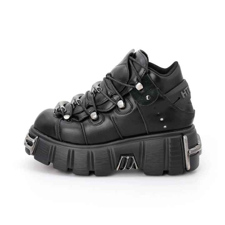 Women's Punk Ankle Boots - Edgy Platform with Lace-Up Detail
