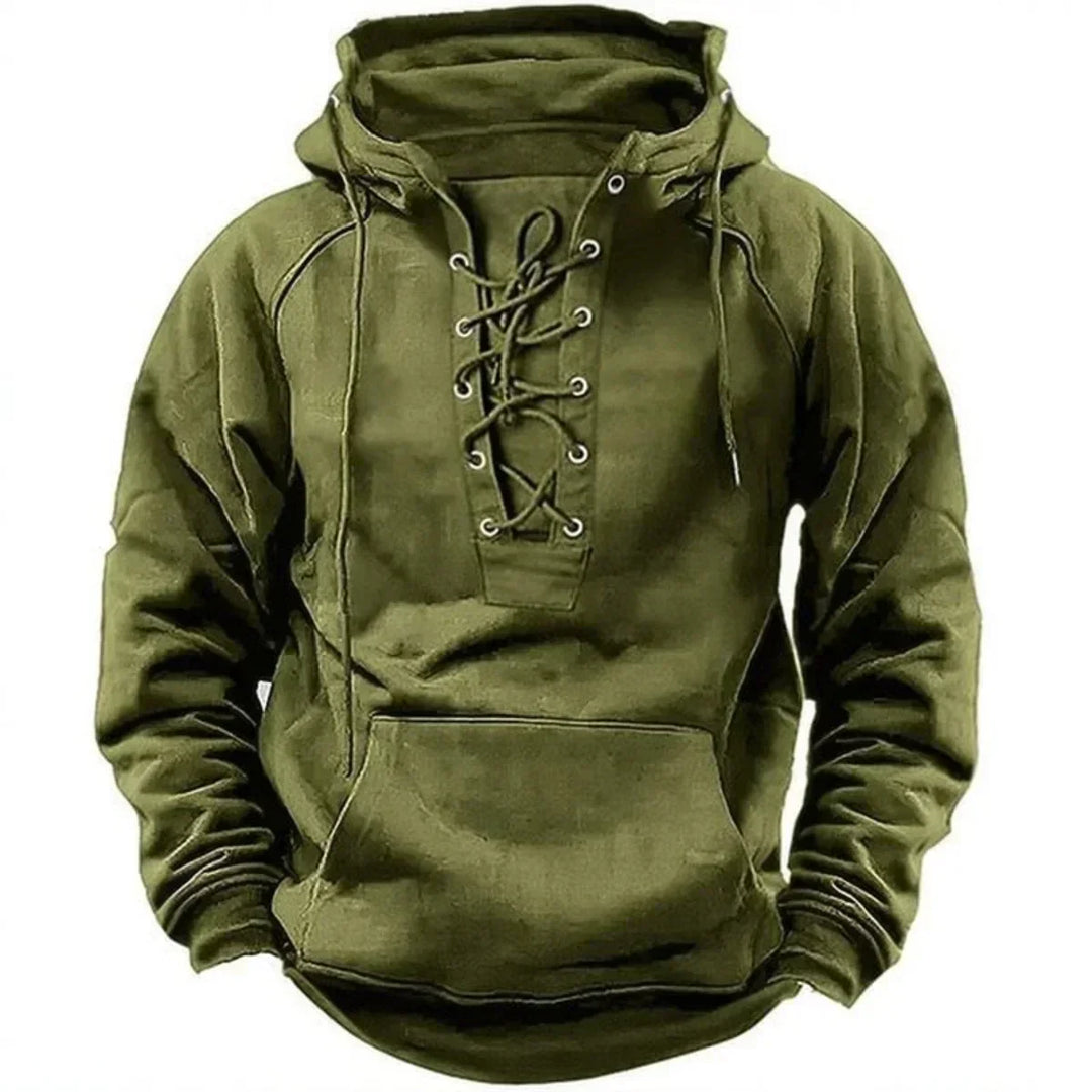 Women's Cotton Blend Retro Lace-Up Hoodie - Durable & Water-Resistant