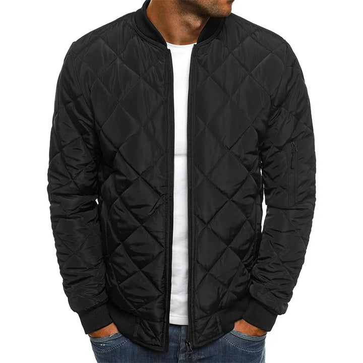 Men's Diamond Print Casual Spring Jacket - Everyday Spring Layer