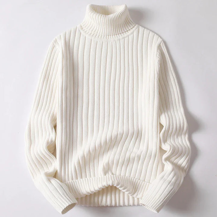 Men's Ribbed Knit Turtleneck Jumper – Heavy Roll Neck