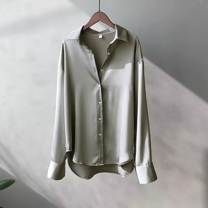 Women's Silky Button-Up Blouse - Effortless Elegance for All Occasions