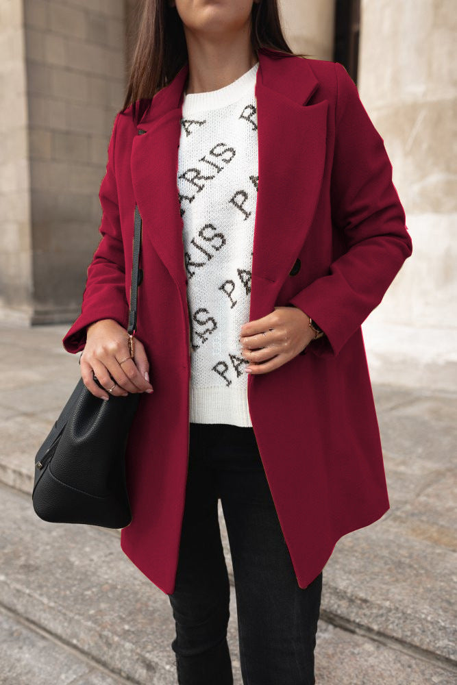 Women's Elegant Lapel Coat - Timeless Warmth and Style