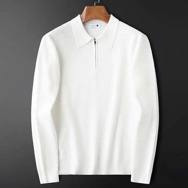 Men's Ribbed Knit Quarter-Zip Jumper – Fine-Gauge Layer