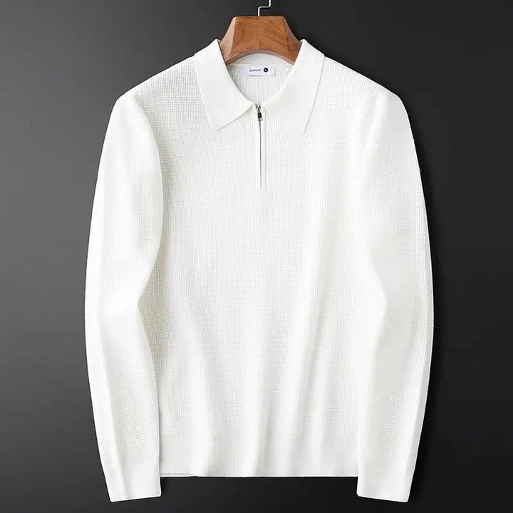 Men's Ribbed Knit Quarter-Zip Jumper – Fine-Gauge Layer