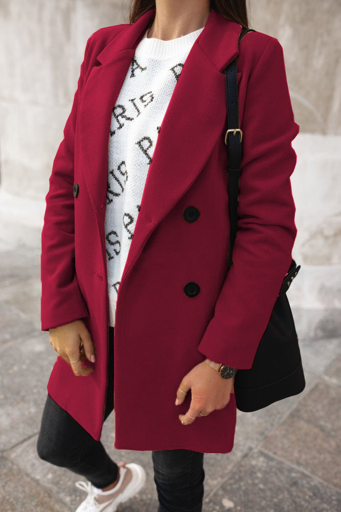 Women's Elegant Lapel Coat - Timeless Warmth and Style