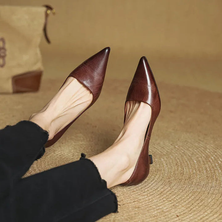Women's Leonie Classic Pointed Toe Leather Heels - Everyday Elegance