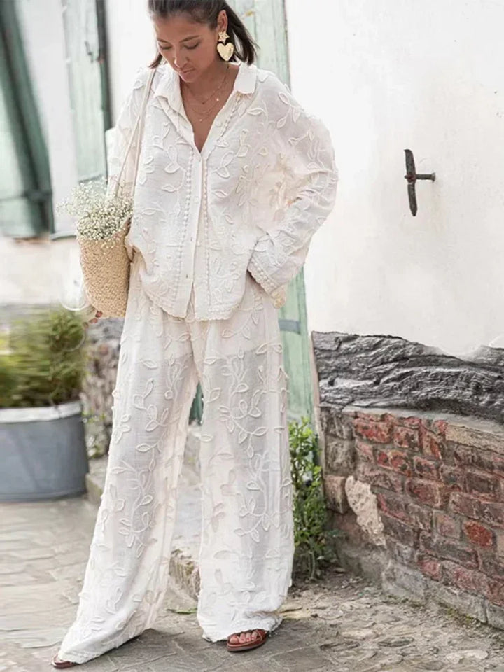 Women's Embroidered Two-Piece Set - Effortless Elegance