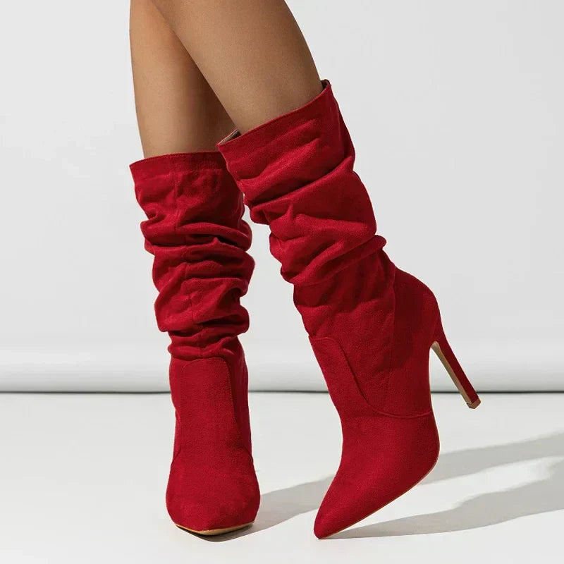 Women's Sleek Pleated Pointed Toe Heels - Evening Chic