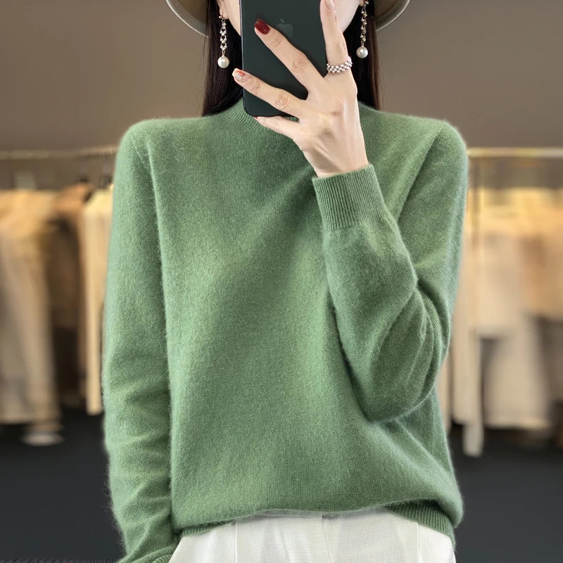 Women's Merino Wool Cashmere Blend Sweater - Soft & Warm