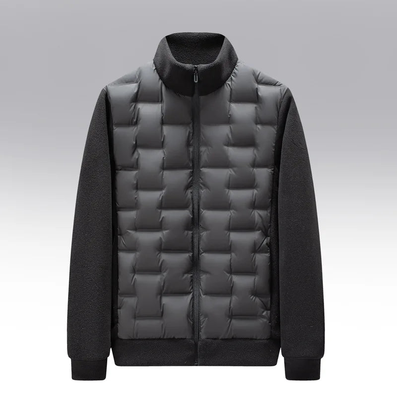 Men's Quilted Jacket – Fleece-Sleeve Insulated Hybrid Layer