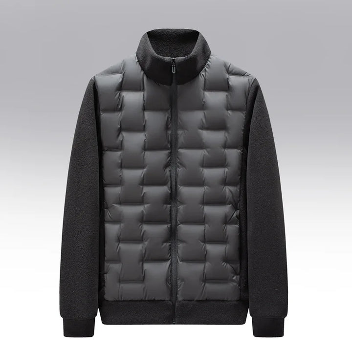 Men's Quilted Jacket – Fleece-Sleeve Insulated Hybrid Layer