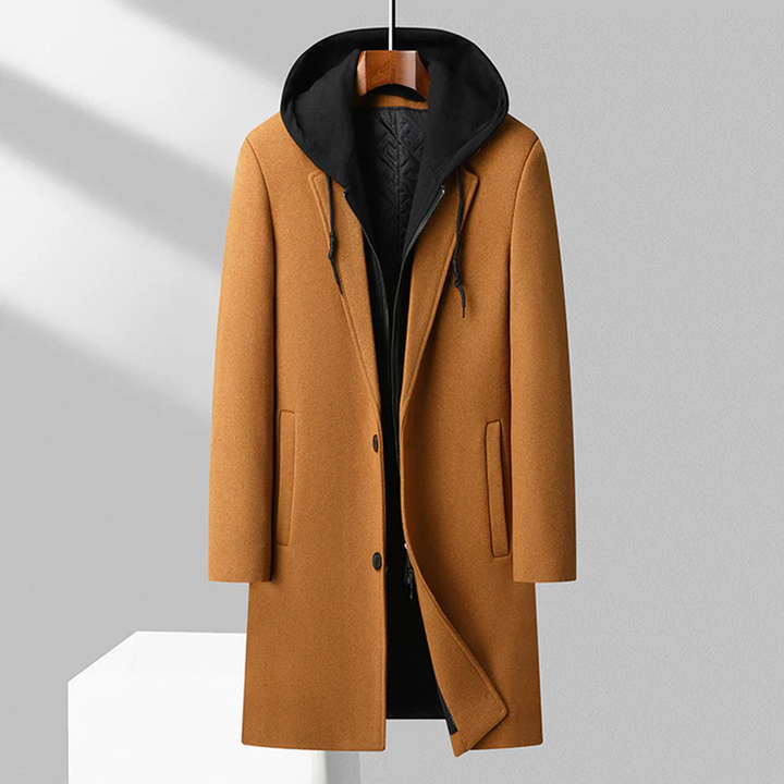 Men's Merino Wool Overcoat – Detachable Hood Winter Coat