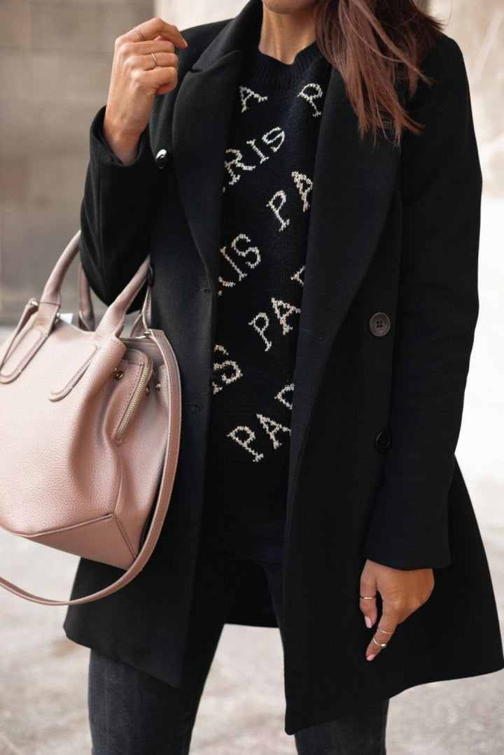 Women's Elegant Lapel Coat - Timeless Warmth and Style