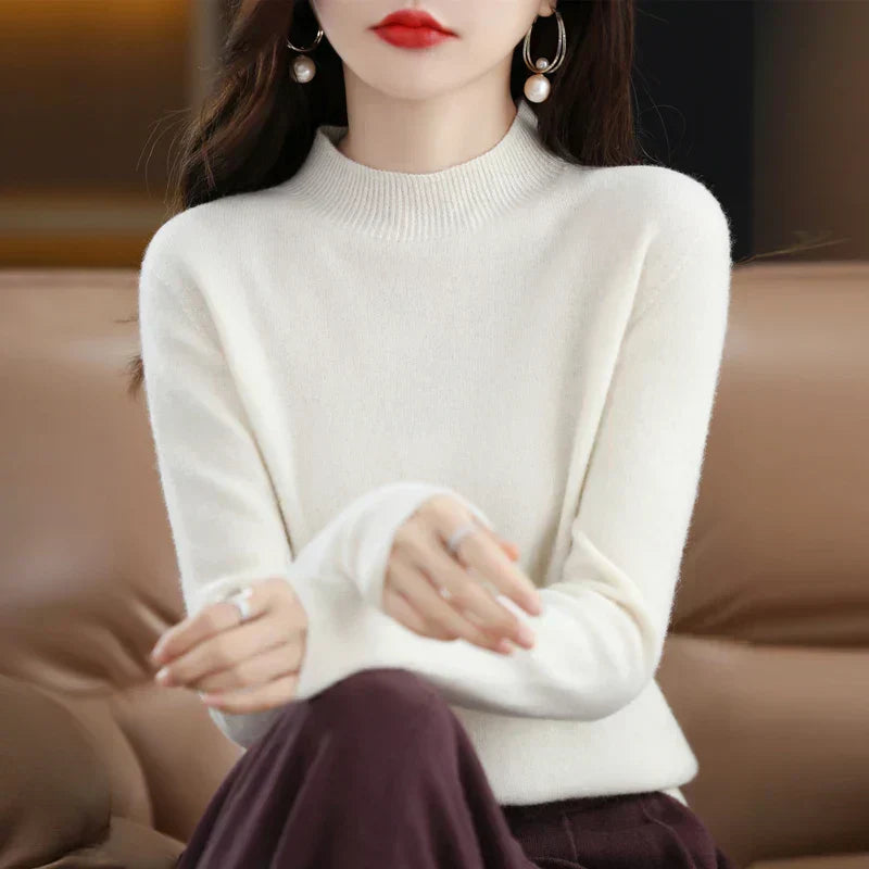 Women's Merino Wool Cashmere Blend Sweater - Soft & Warm