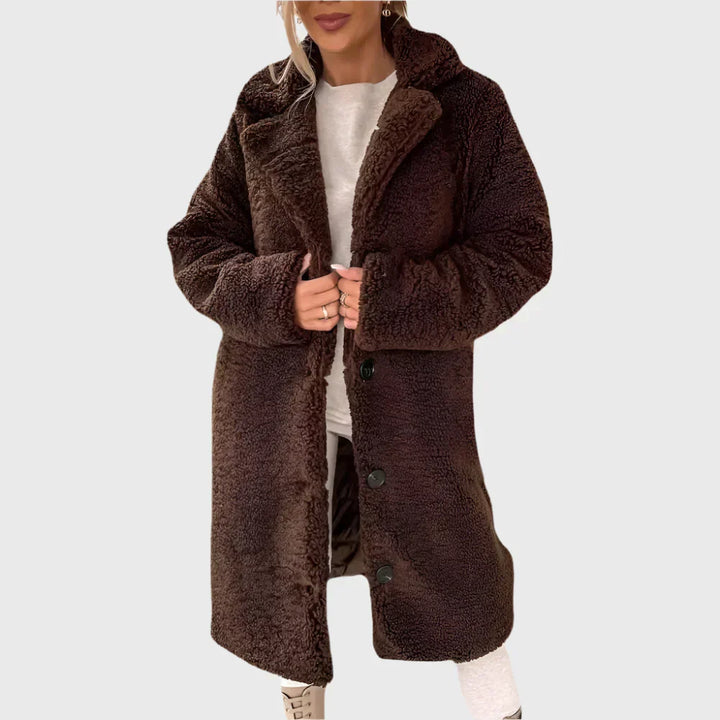 Women's Plush Long Elegant Coat - Cozy Winter Warmth