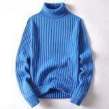 Men's Ribbed Knit Turtleneck Jumper – Heavy Roll Neck
