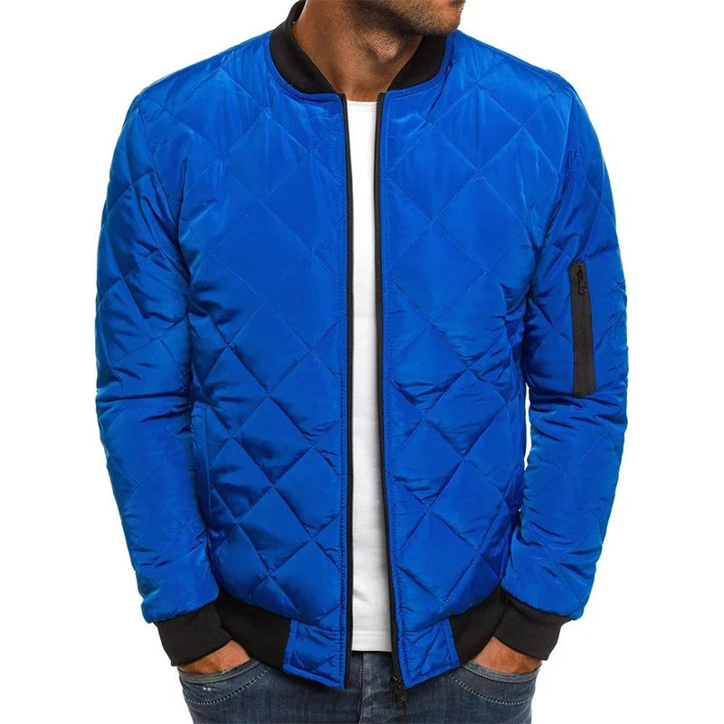 Men's Diamond Print Casual Spring Jacket - Everyday Spring Layer