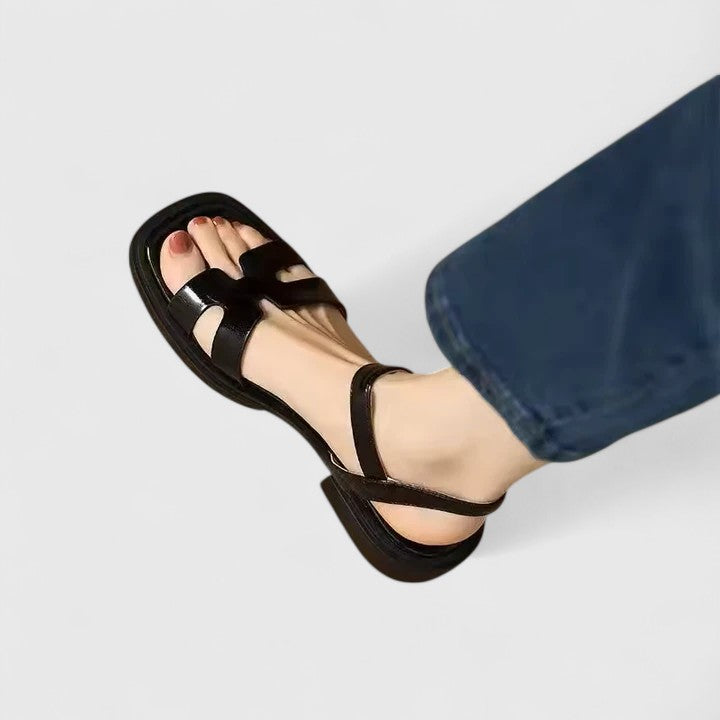 Women's Leather Flat Sandals - Sophisticated Summer Comfort