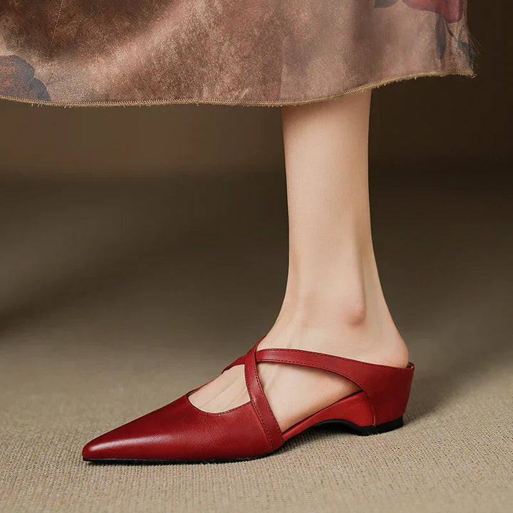 Siena Leather Cross-Strap Mules