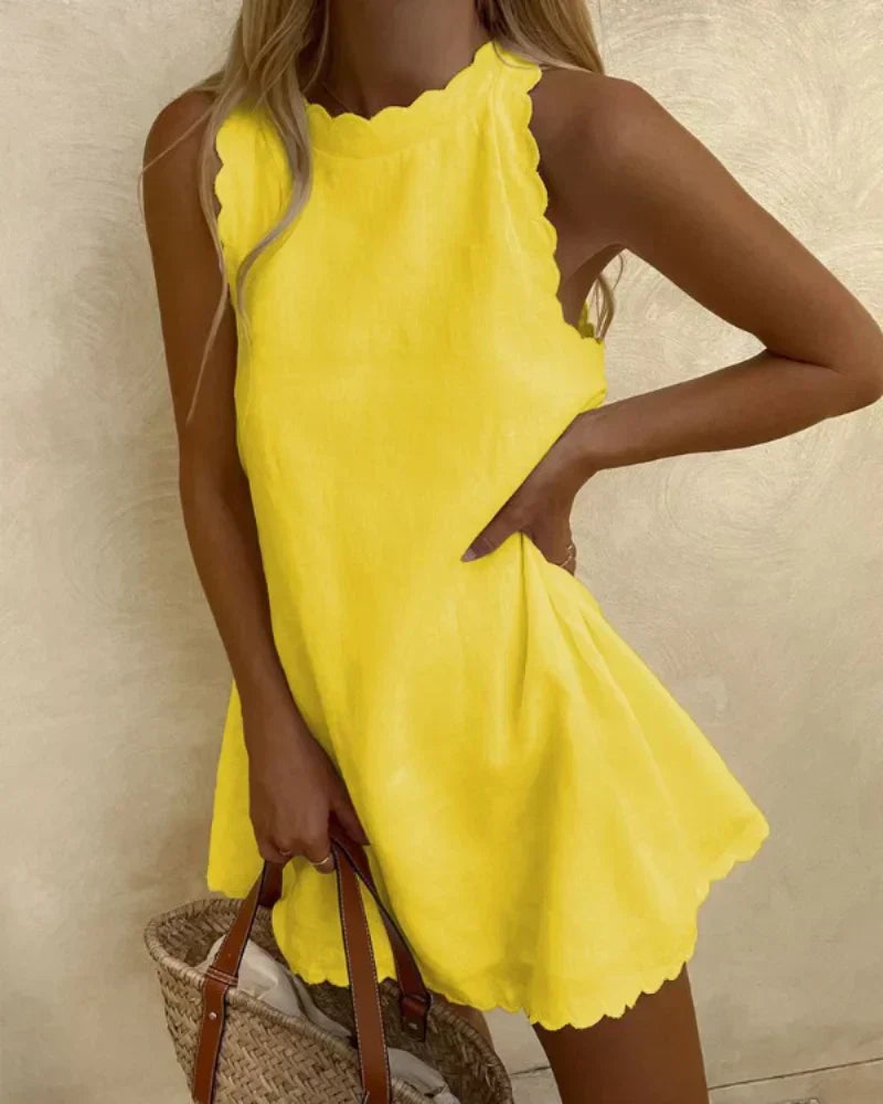 Women's Scalloped Sleeveless Dress - Lightweight Summer Essential