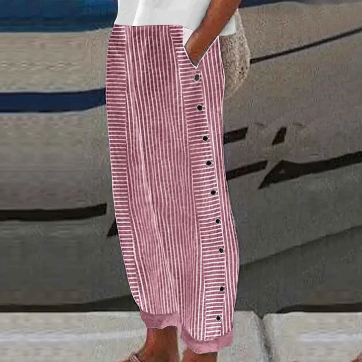 Women's Sharon Striped Button-Up Pants - Breezy Coastal Fit