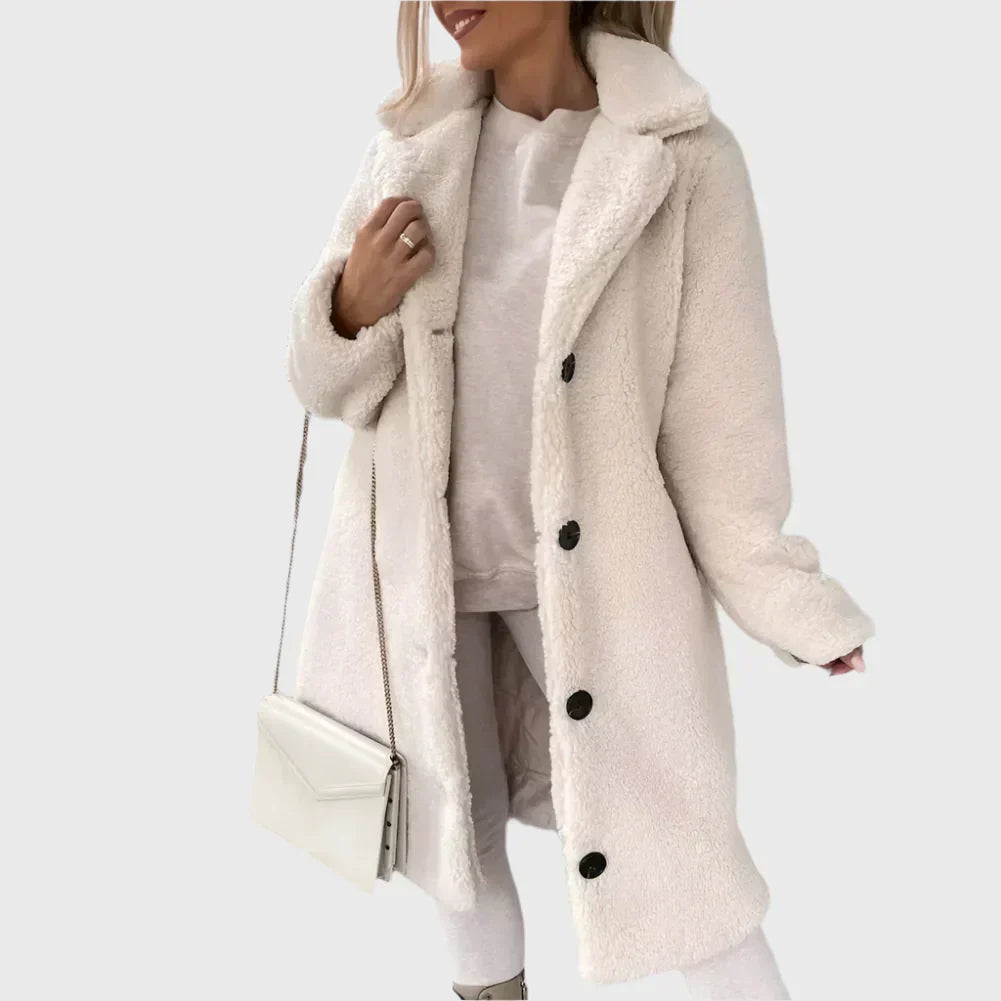 Women's Plush Long Elegant Coat - Cozy Winter Warmth