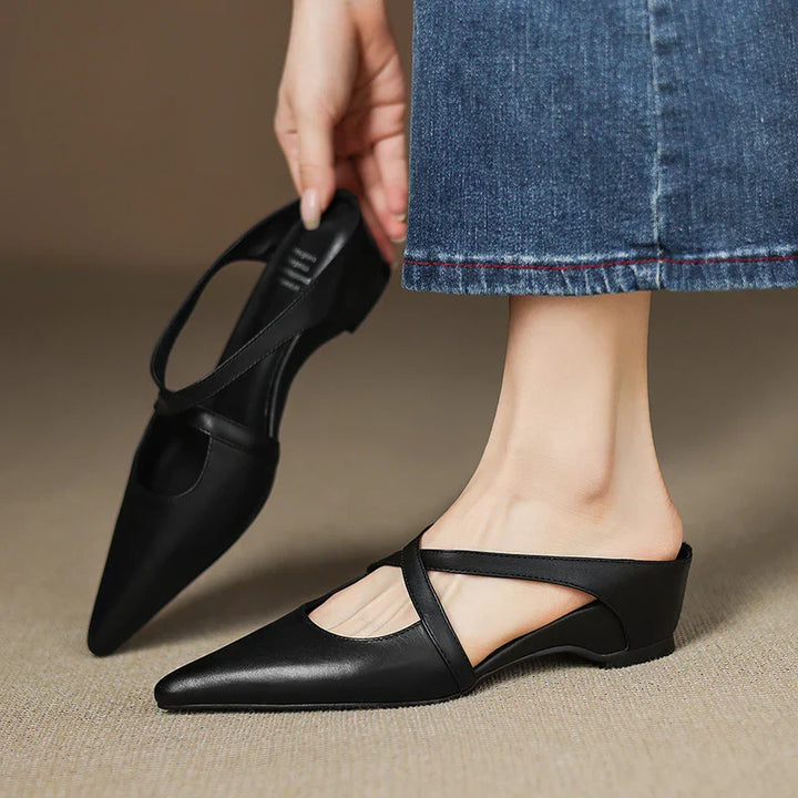 Siena Leather Cross-Strap Mules