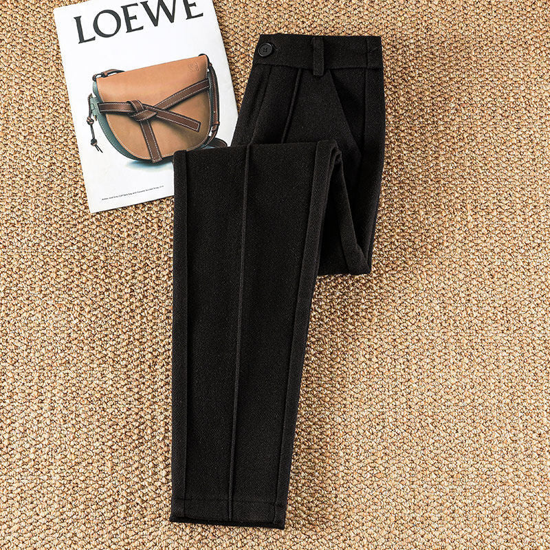 Women's Cotton Tailored Trousers – Herringbone Texture