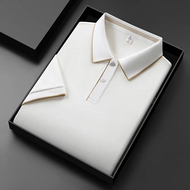 Men's Textured Knit Polo Shirt – Breathable Stretch Performance Polo