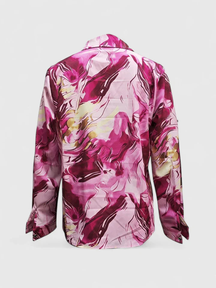 Women's Shaina Abstract Marble Button-Down Shirt - Elevate Your Style