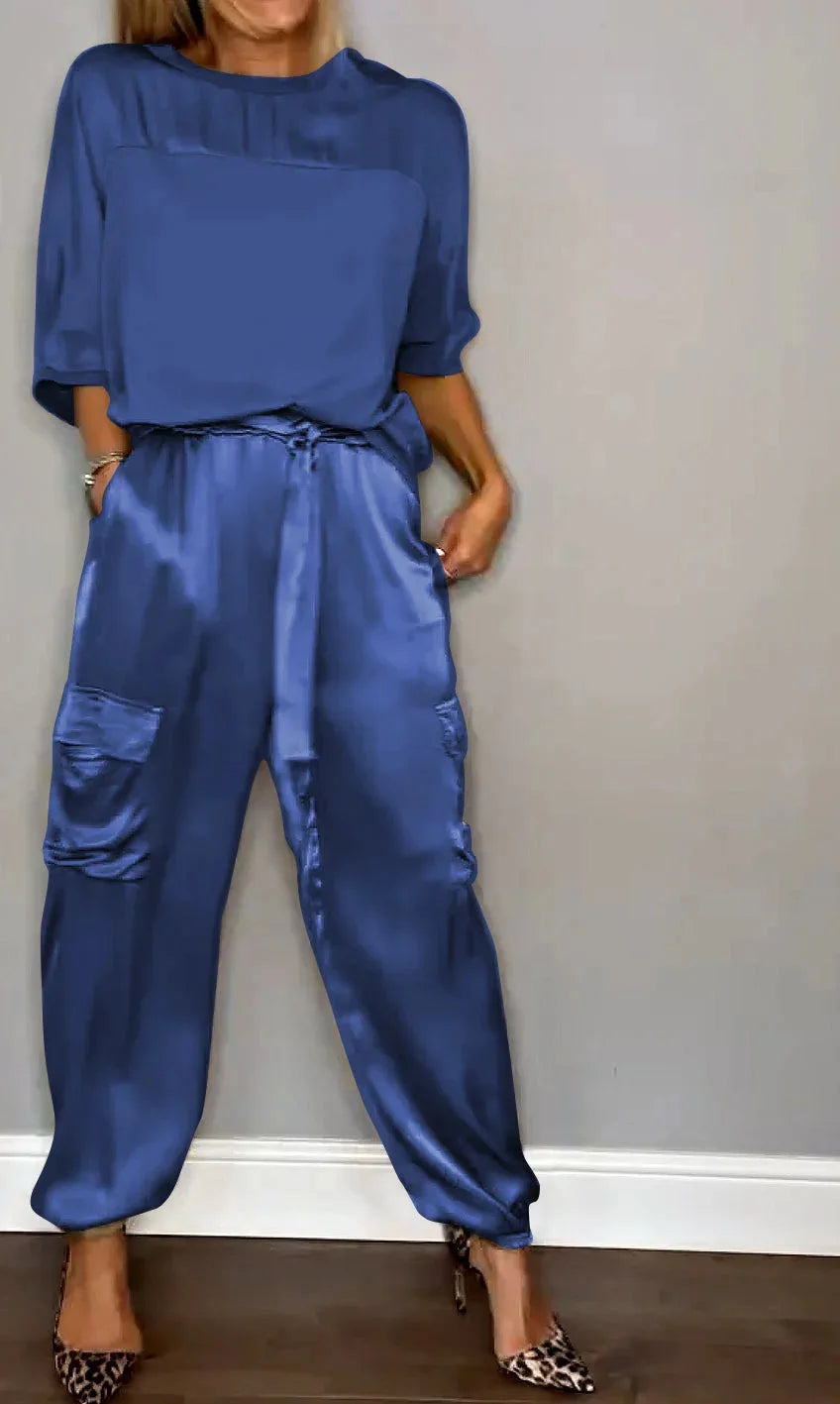 Women's Satin Utility Lounge Set - Effortless Luxury