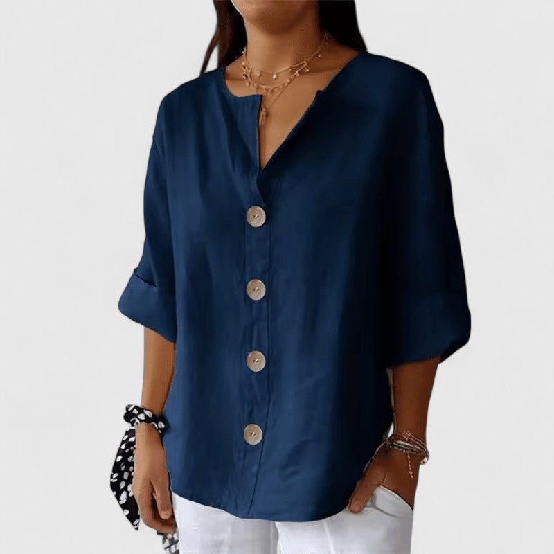 Women's Cotton-Linen Blouse - Effortless Summer Style