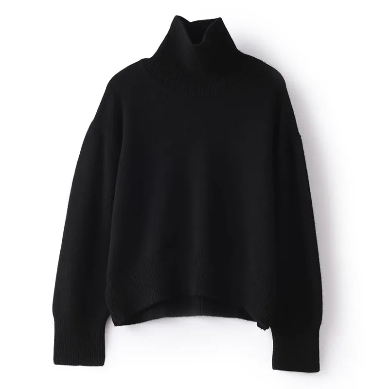 Women's Pure Cashmere Turtleneck Sweater - Cozy Elegance