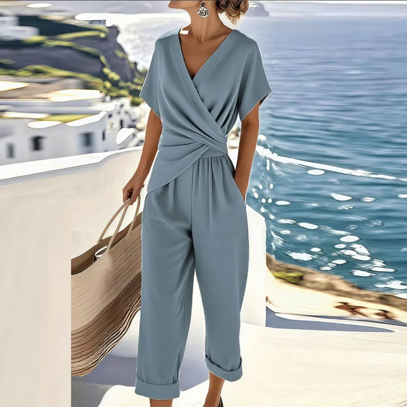 Women's Wrap-Front Two-Piece Set - Effortless Summer Style