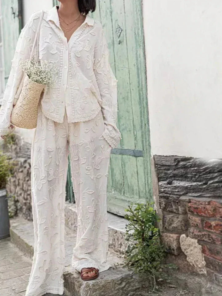Women's Embroidered Two-Piece Set - Effortless Elegance