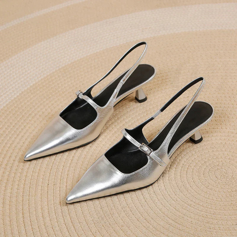 Women's Slingback Kitten Heels - Comfortable Elegance for All Day