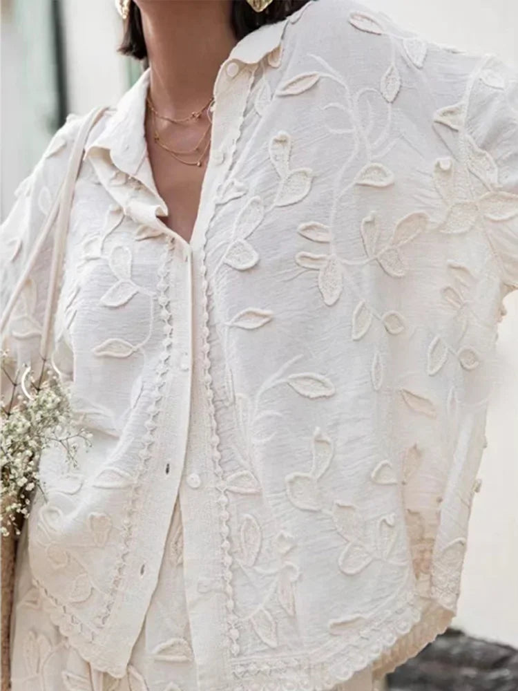 Women's Embroidered Two-Piece Set - Effortless Elegance