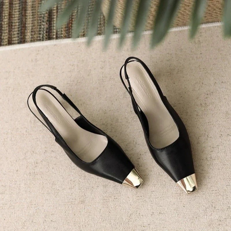 Women's Pointed Toe Slingback Heels - Effortless Everyday Polished