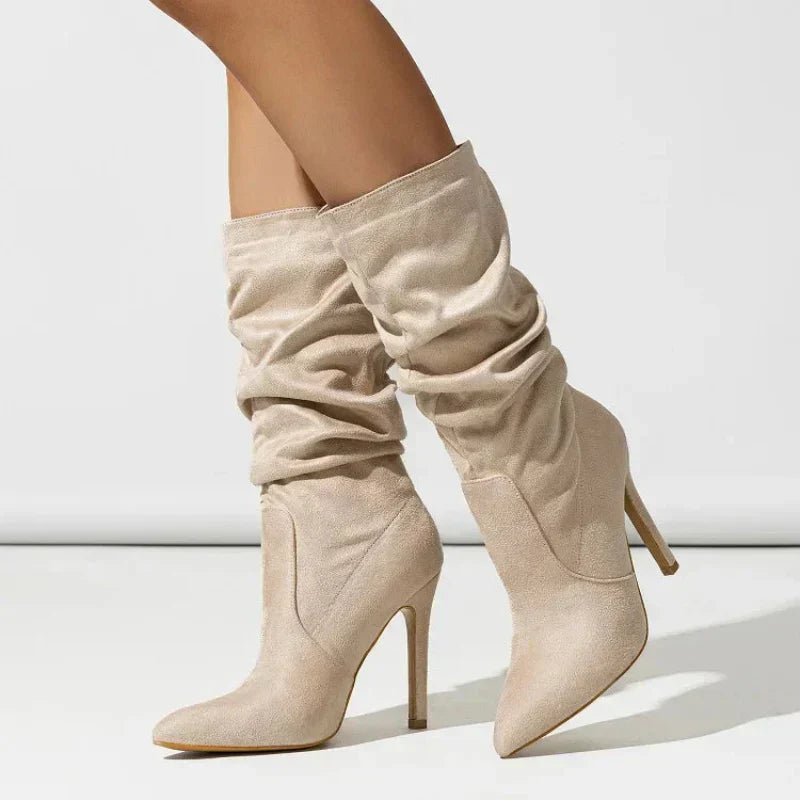 Women's Sleek Pleated Pointed Toe Heels - Evening Chic