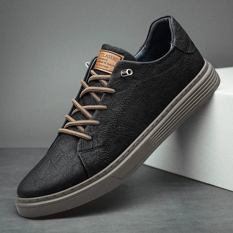 Men's Leather Low-Top Trainers – Cushioned Everyday Comfort
