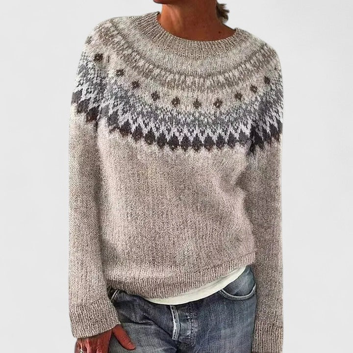 Women's Nordic Knit Sweater - Warm, Playful Winter Style