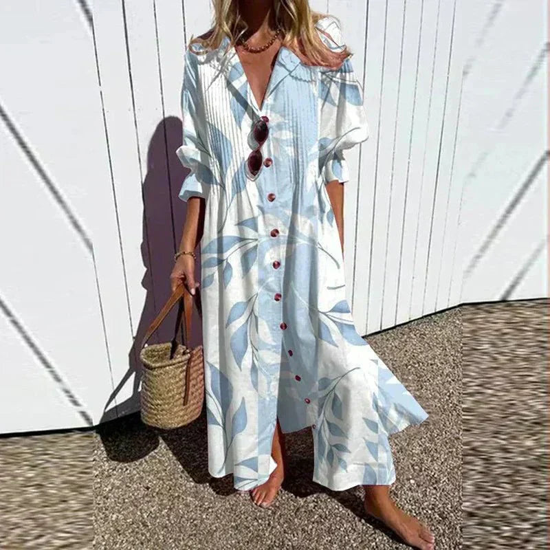 Women's Colorful Floral Relaxed Dress - Effortless Everyday Style