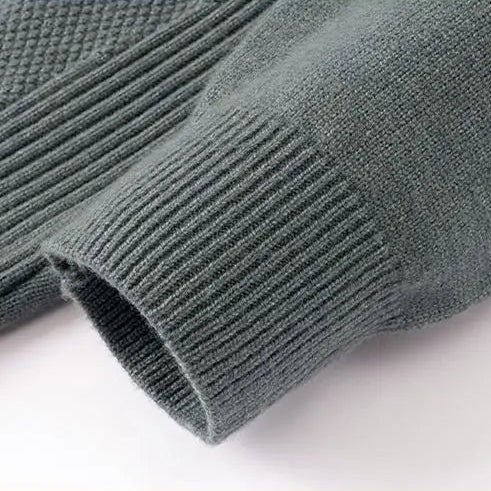 Men's Jacquard Knit Jumper – Textured Mock Neck Sweater