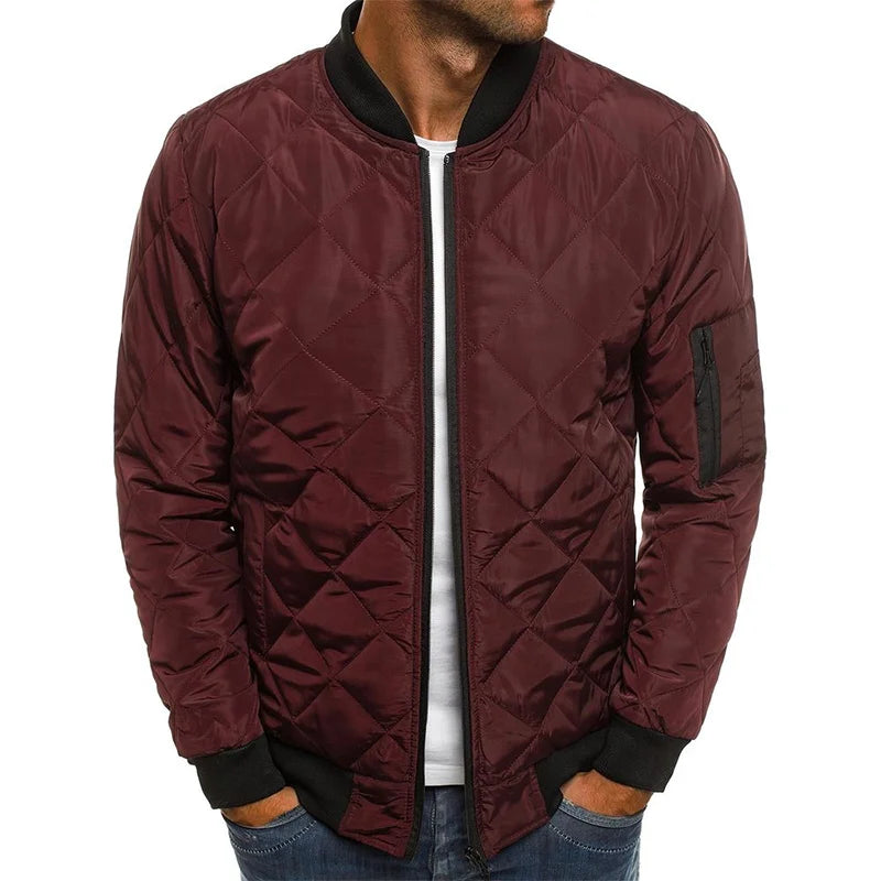 Men's Diamond Print Casual Spring Jacket - Everyday Spring Layer