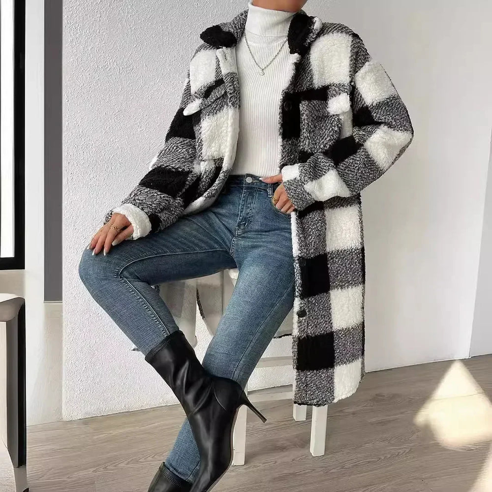 Women's Fleece Trench Coat – Open-Front Relaxed Layering Piece