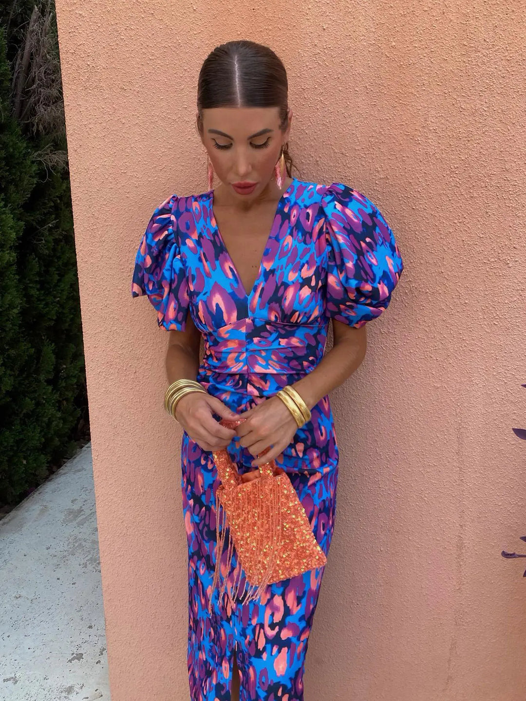 Women's Floral Print Ani Midi Dress - Elegant Summer Style