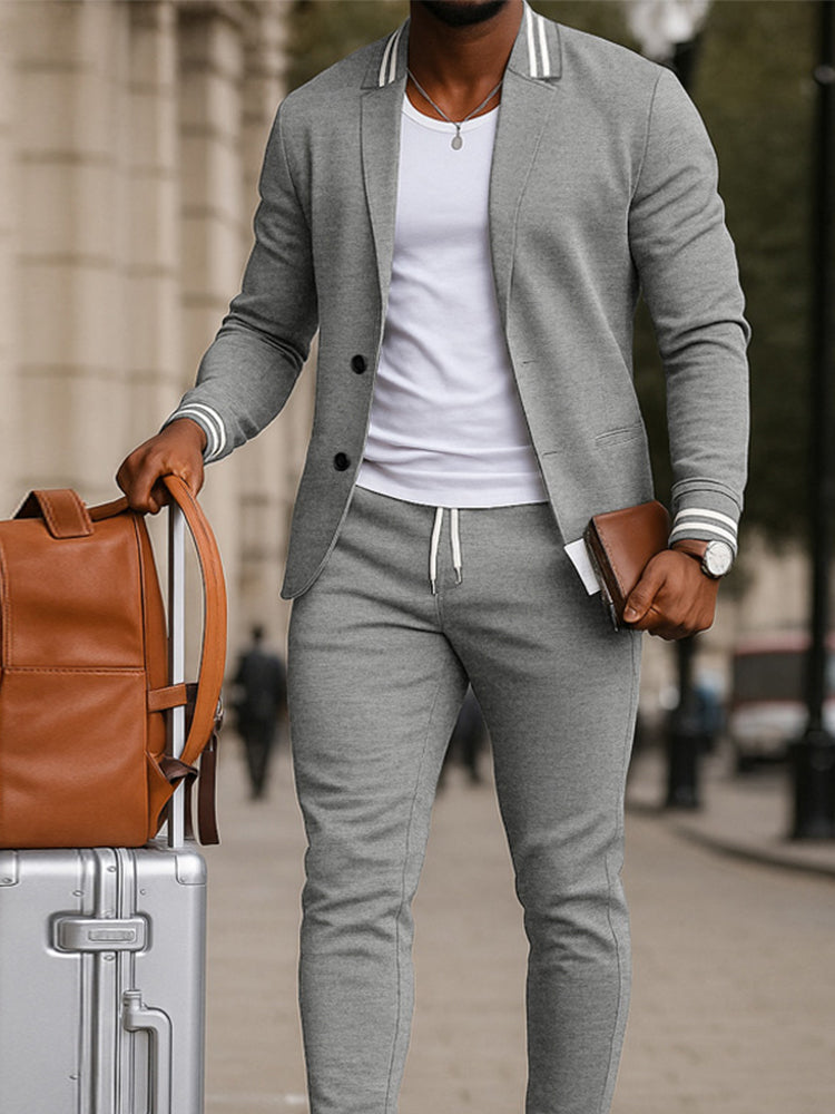 Men's Athletic Inspired Blazer and Pants Set - Sporty Elegance