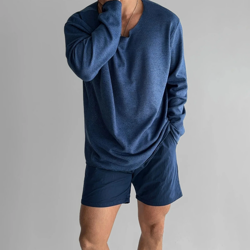 Men's Textured Knit Jumper – Relaxed Drop-Shoulder Layer