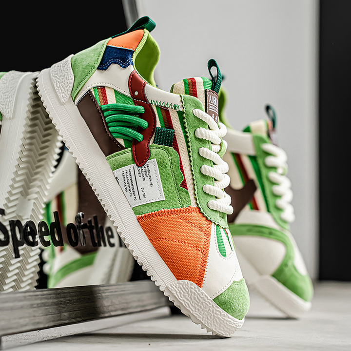 Men's Retro Sneakers – Colour-Block Suede Trainers