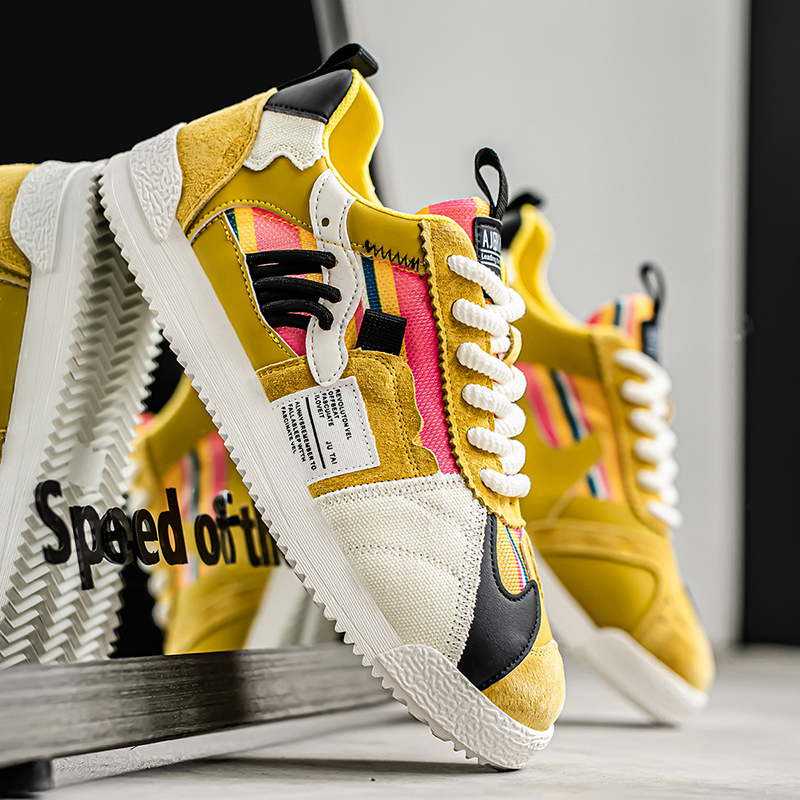 Men's Retro Sneakers – Colour-Block Suede Trainers